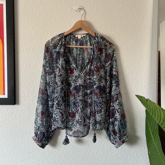 Anthropologie Let Me Be Floral Sheer top - Picture 2 of 5